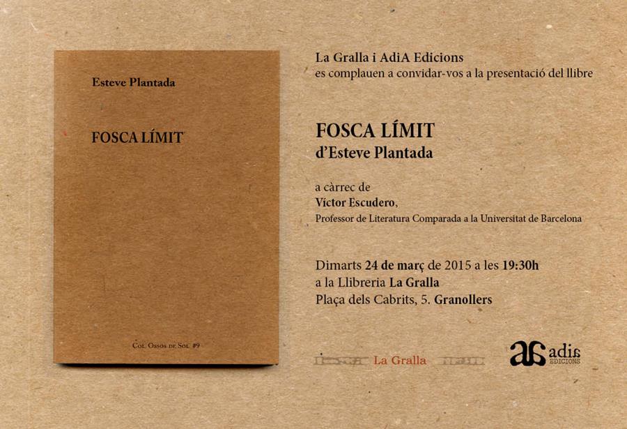 Presentació del llibre Fosca límit - Llibreria La Gralla | Llibreria online de Granollers