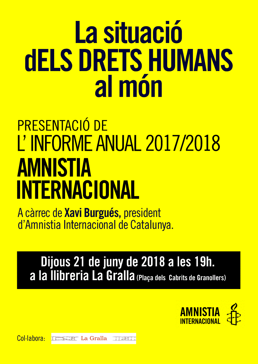 Presentació del informe anual d'Amnistia Internacional - Llibreria La Gralla | Llibreria online de Granollers
