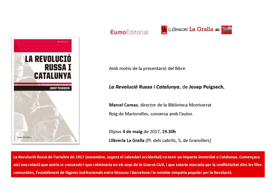 Presentació del llibre La revolució russa i Catalunya - Llibreria La Gralla | Llibreria online de Granollers