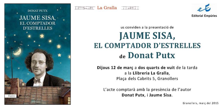 Presentació del llibre Jaume Sisa, el comptador d'estrelles - Llibreria La Gralla | Llibreria online de Granollers
