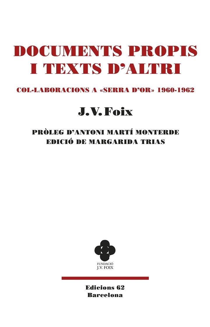 DOCUMENTS PROPIS I TEXTS D'ALTRI | 9788429780802 | FOIX I MAS, J. V. | Llibreria La Gralla | Llibreria online de Granollers