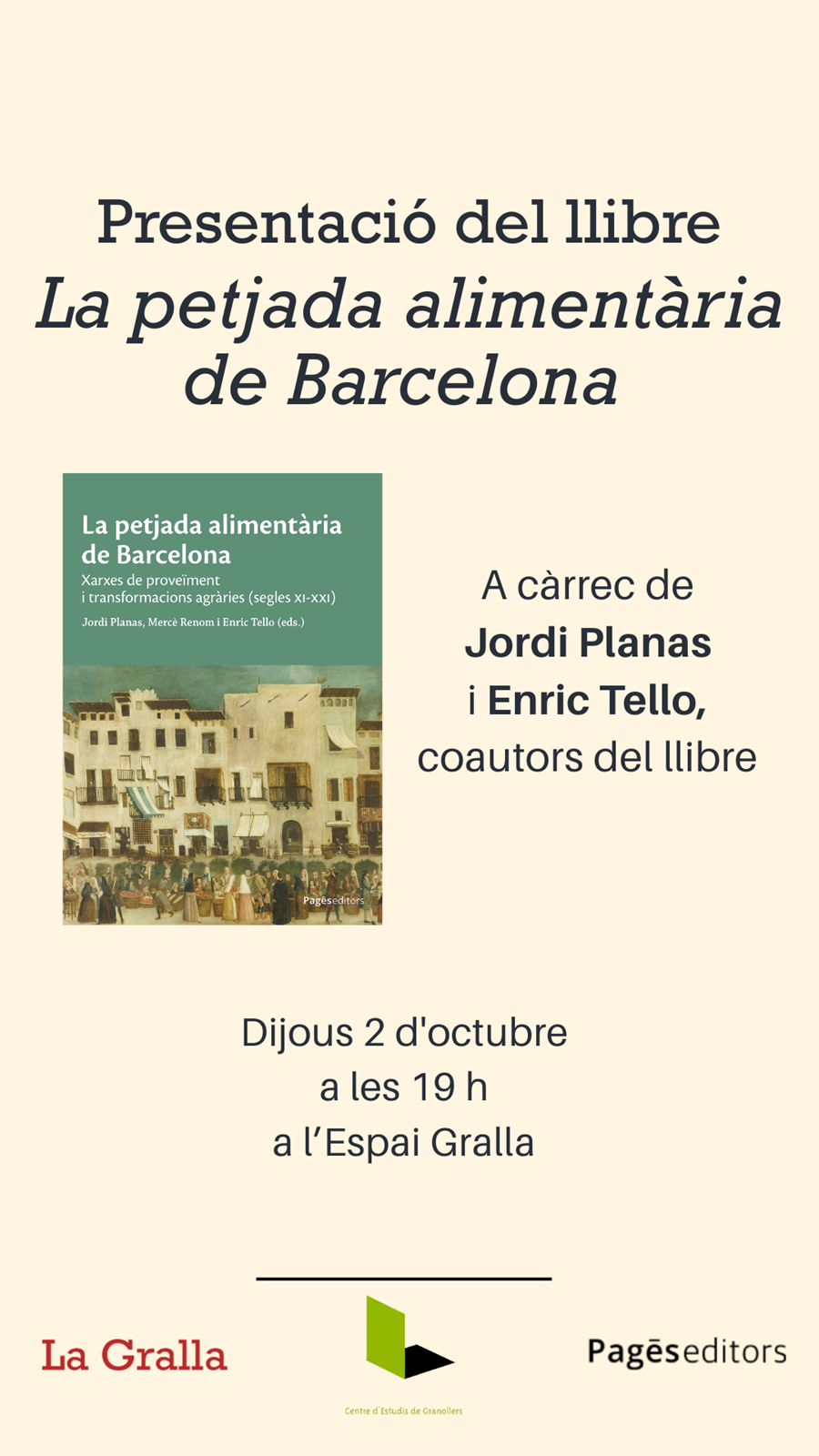 Presentació: La petjada alimentària de Barcelona - Llibreria La Gralla | Librería online de Granollers