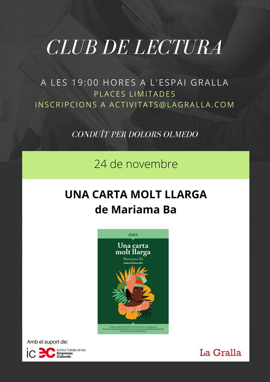 Club de lectura: Una carta molt llarga - Llibreria La Gralla | Llibreria online de Granollers