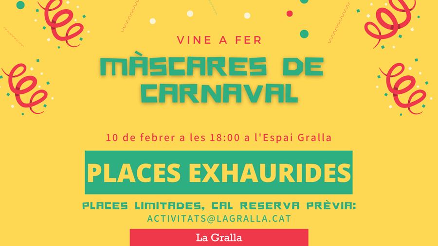 Taller de màscares de carnaval - Llibreria La Gralla | Librería online de Granollers