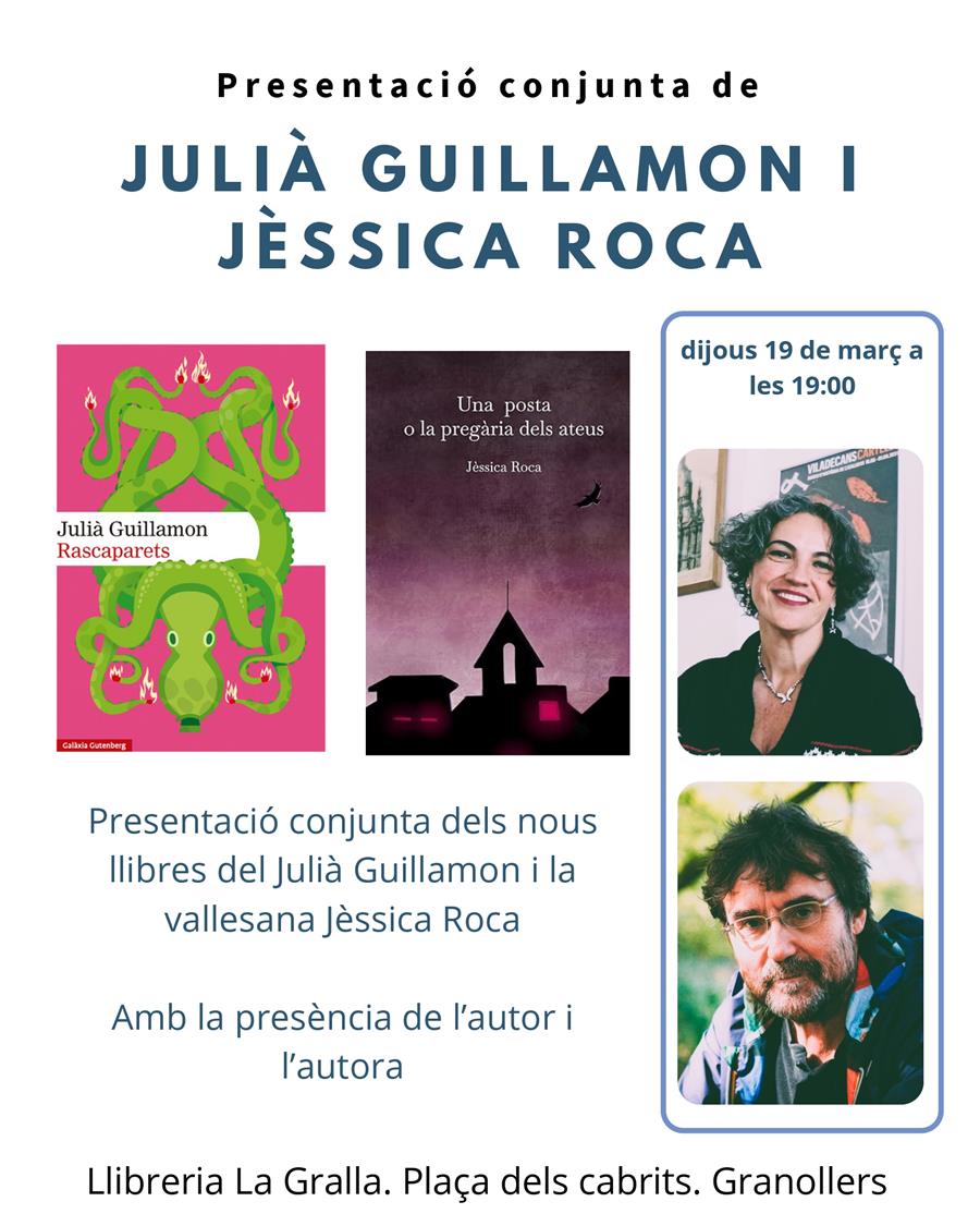 Presentació conjunta de Jèssica Roca i Julià Guillamon  - Llibreria La Gralla | Llibreria online de Granollers