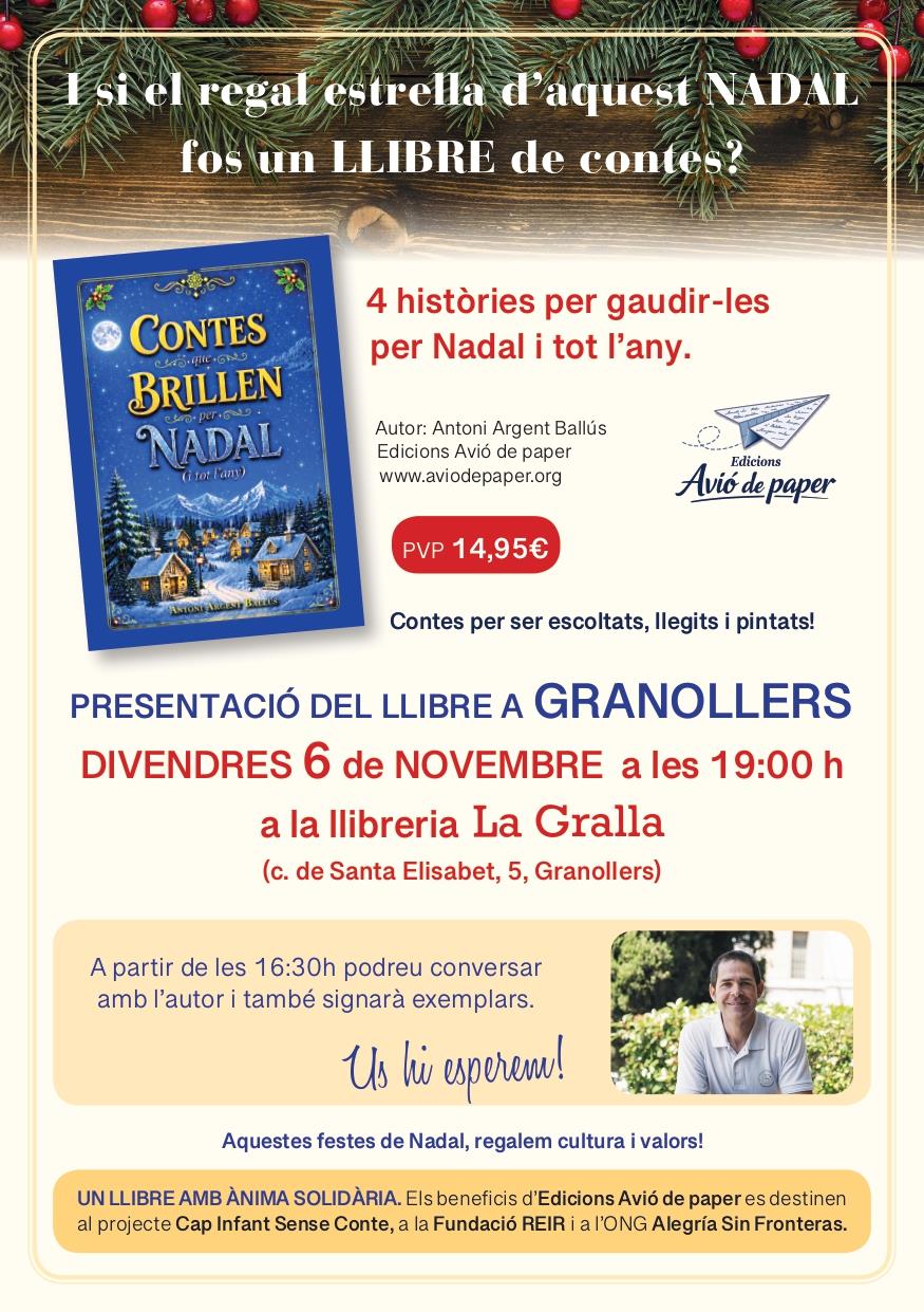Signatura del llibre "Contes que brillen per Nadal" - Llibreria La Gralla | Llibreria online de Granollers