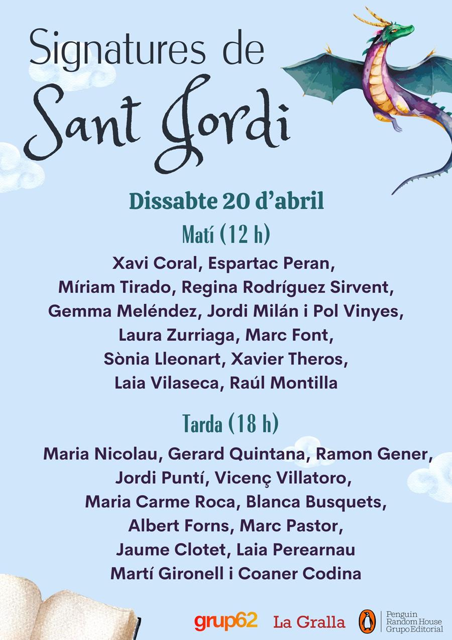 Signatura de llibres de Sant Jordi - Llibreria La Gralla | Librería online de Granollers