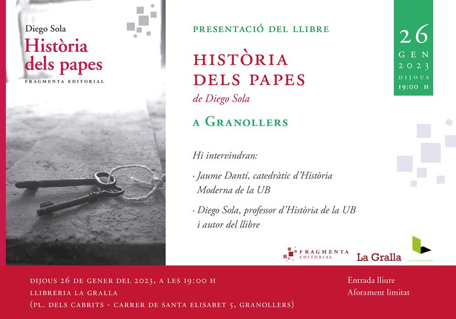 Presentació del llibre "Història dels papes" - Llibreria La Gralla | Llibreria online de Granollers