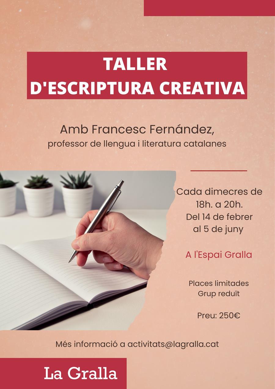 Inici del taller d'escriptura creativa - Llibreria La Gralla | Librería online de Granollers