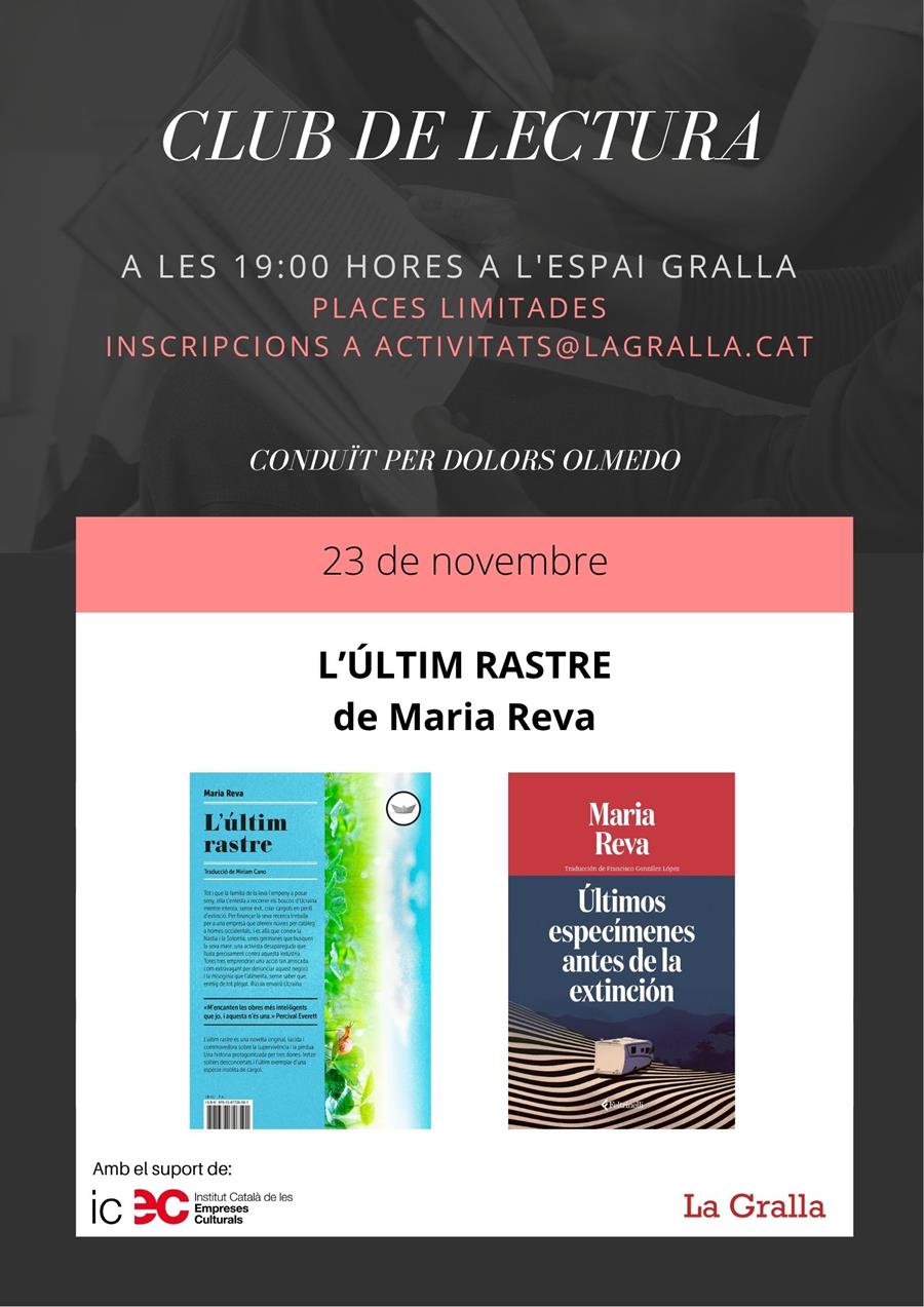 Club de lectura: "L'últim rastre" - Llibreria La Gralla | Librería online de Granollers