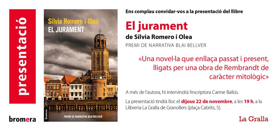 Presentació del llibre El Jurament (Premi de narrativa Blai Bellver) - Llibreria La Gralla | Llibreria online de Granollers