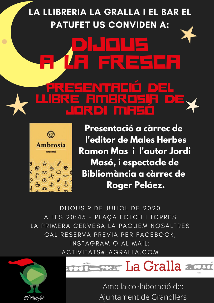 DIJOUS A LA FRESCA - Presentació del llibre Ambrosia - Llibreria La Gralla | Llibreria online de Granollers