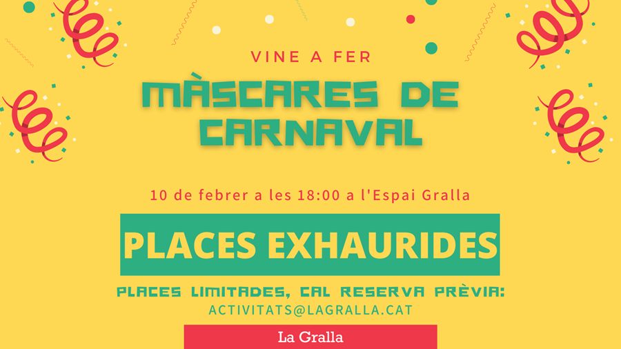 Taller de màscares de carnaval - Llibreria La Gralla | Llibreria online de Granollers