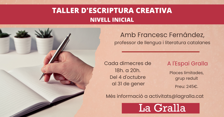 Inici del taller d'escriptura creativa. Nivell inicial - Llibreria La Gralla | Llibreria online de Granollers