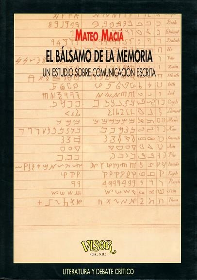 BALSAMO DE LA MEMORIA( UN ESTUDIO SOBRE LA COMUNICACION ESCR | 9788477747277 | MACIA , MATEO | Llibreria La Gralla | Llibreria online de Granollers