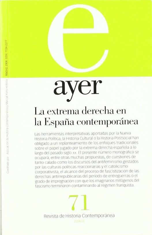 AYER 71. REVISTA DE HISTORIA CONTEMPORANEA | 9788496467828 | Llibreria La Gralla | Librería online de Granollers
