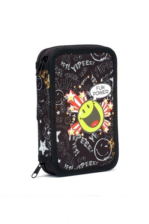 PLUMIER ESCOLAR DOS PISOS SMILEY NEGRE | 8413544001594 | STD9F8709 | Llibreria La Gralla | Llibreria online de Granollers