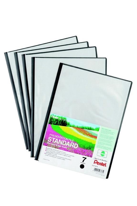 ***CARPETA 7 FUNDES PENTEL RECYCOLOGY A4 NEGRE | 4902506073679 | PENDCP1407A | Llibreria La Gralla | Librería online de Granollers