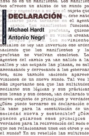 DECLARACIÓN | 9788446037262 | HARDT, MICHAEL / NEGRI, ANTONIO | Llibreria La Gralla | Llibreria online de Granollers