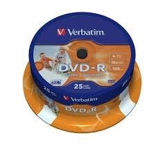BOBINA DVD-R VERBATIM 4.7GB IMPRIMIBLE 25 UNITATS | 023942435389 | VER43538 | Llibreria La Gralla | Librería online de Granollers