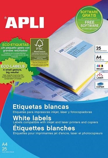 ETIQUETA IMPRESORA A4 105X3, 25 UN. | APL01214 | Llibreria La Gralla | Llibreria online de Granollers
