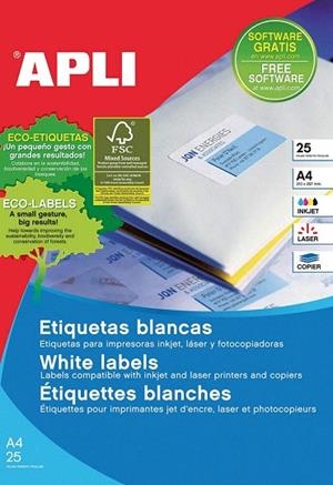 ETIQUETA IMPRESORA A4 105X3, 25 UN. | APL01214 | Llibreria La Gralla | Llibreria online de Granollers