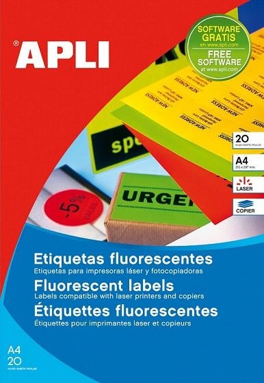 ETIQUETAS ORDENADOR FLUORESCENTES 64X33.9 | APL2871 | Llibreria La Gralla | Llibreria online de Granollers