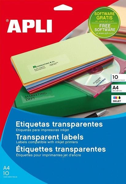 ETIQUETAS ORDENADOR TRANSPARENTES 48.5 X 25.4 | 8410782100508 | APL10050 | Llibreria La Gralla | Llibreria online de Granollers