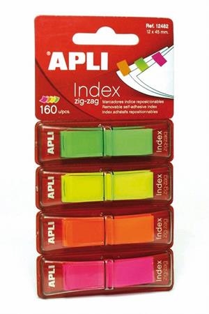 MARCAPAGINES APLI INDEX 4 COLORS FLUORESCENTS 12X45MM | 8410782124825 | APL12482 | Llibreria La Gralla | Llibreria online de Granollers