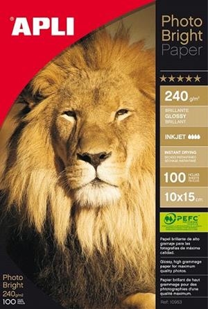 PAPER APLI PHOTO BRIGHT PAPER 10X15 240 GR 100 FULLS | 8410782109532 | APL10953 | Llibreria La Gralla | Llibreria online de Granollers
