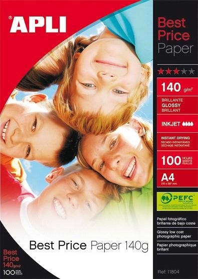 PAPER APLI PHOTO GLOSSY A4 140G 100 FULLS | 8410782118046 | APL11804 | Llibreria La Gralla | Llibreria online de Granollers