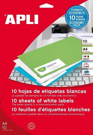 ETIQUETA IMPRESORA A4 25,4X10 10 UN. | 8410782129271 | APL12927 | Llibreria La Gralla | Librería online de Granollers