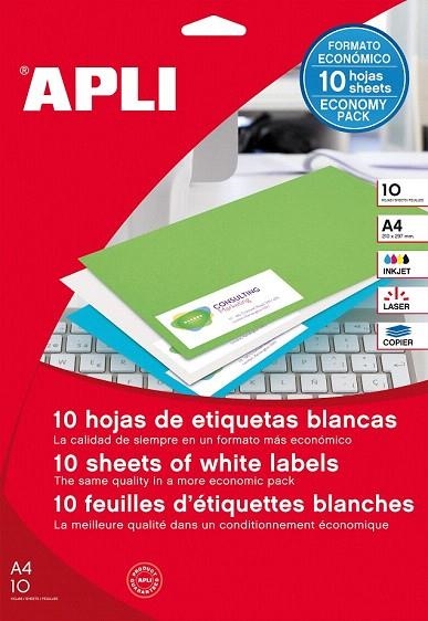 ETIQUETA IMPRESORA A4 210X297 10UN. | 8410782129172 | APL12917 | Llibreria La Gralla | Llibreria online de Granollers