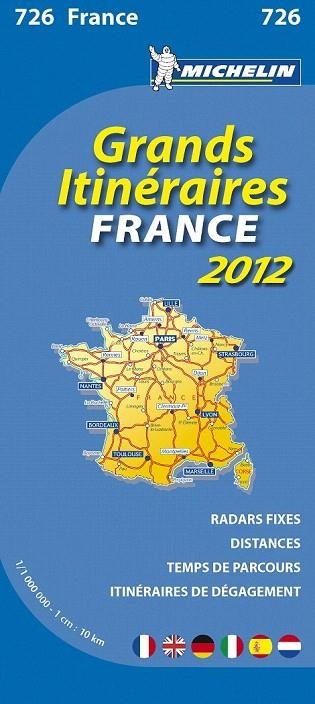 FRANCIA GRANDES ITINERARIOS MAPA NATIONAL 726 MICHELIN 2012 | 9782067171619 | VARIOS AUTORES | Llibreria La Gralla | Librería online de Granollers
