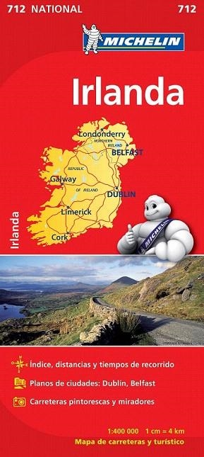 IRLANDA MAPA NATIONAL 712 MICHELIN 2012 | 9782067170230 | VARIOS AUTORES | Llibreria La Gralla | Librería online de Granollers