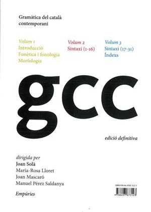 GRAMATICA DEL CATALA CONTEMPORANI (3VOLS - ED. DEFINITIVA) | 9788497873123 | SOLA. JOAN / ... | Llibreria La Gralla | Librería online de Granollers