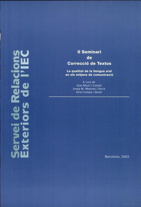 II SEMINARI DE CORRECCIO DE TEXTOS | 9788472836730 | Llibreria La Gralla | Librería online de Granollers