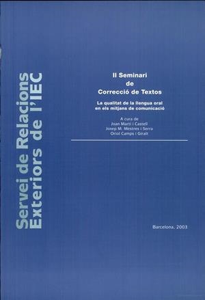 II SEMINARI DE CORRECCIO DE TEXTOS | 9788472836730 | Llibreria La Gralla | Llibreria online de Granollers