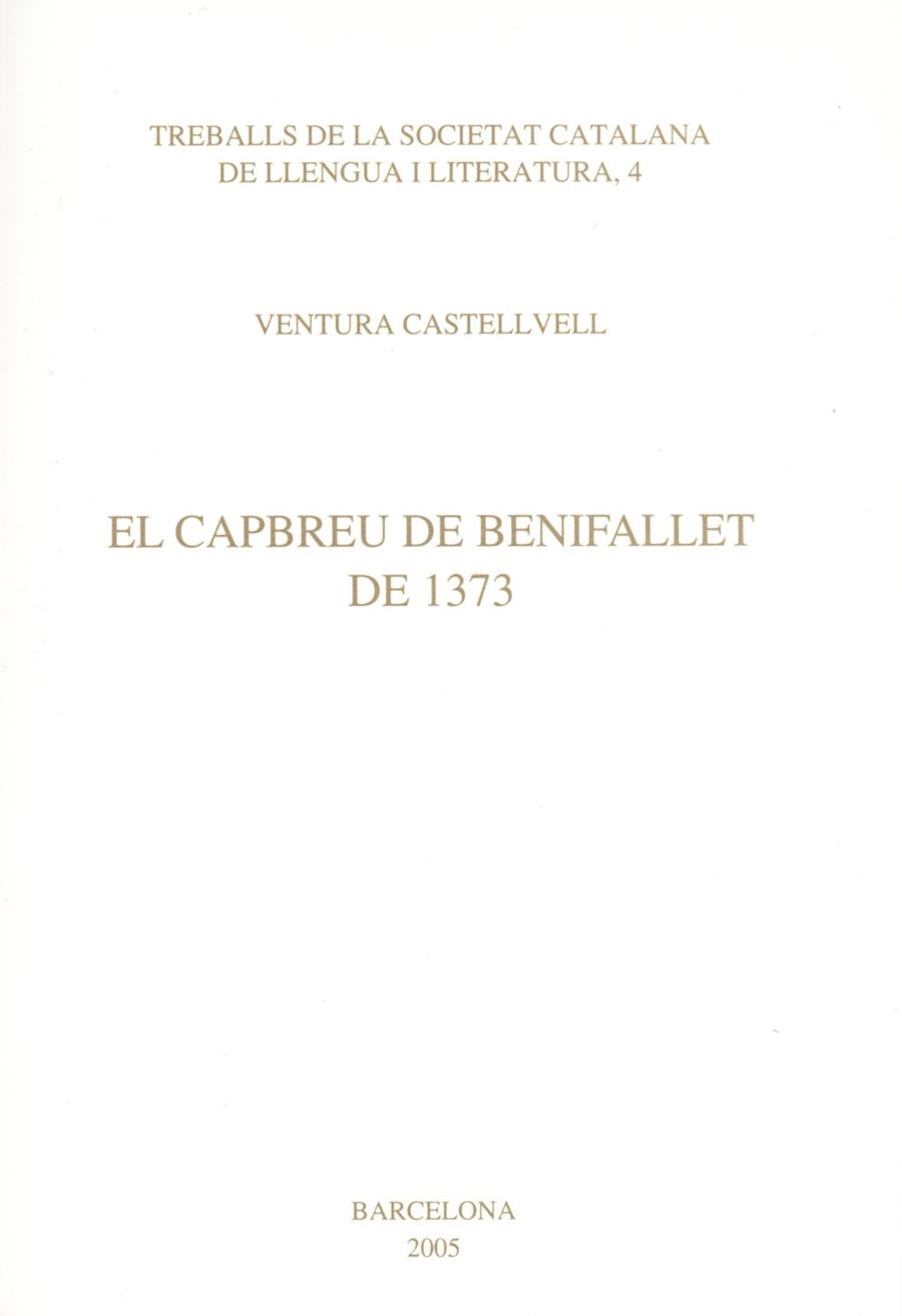 CAPBREU DE BENIFALLET DE 1373, EL | 9788472837829 | CASTELLVELL, VENTURA | Llibreria La Gralla | Llibreria online de Granollers