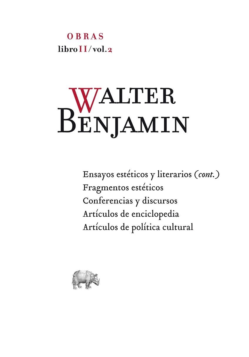 WALTER BENJAMIN OBRAS LIBRO II VOL 2 | 9788496775497 | BENJAMIN, WALTER | Llibreria La Gralla | Librería online de Granollers