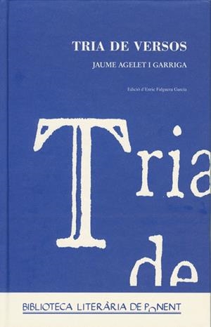 TRIA DE VERSOS | 9788484092544 | AGELET, JAUME | Llibreria La Gralla | Librería online de Granollers