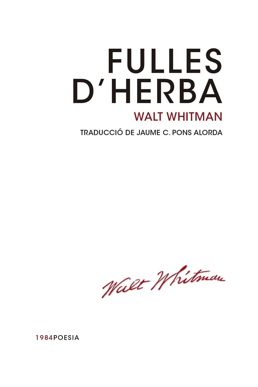 FULLES D'HERBA | 9788415835301 | WHITMAN, WALT | Llibreria La Gralla | Llibreria online de Granollers