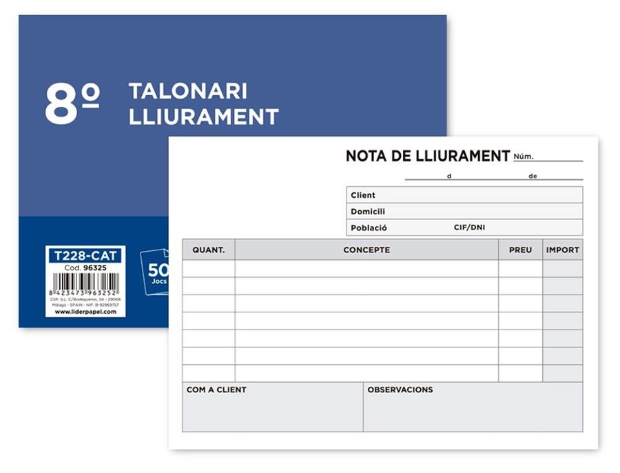 LLIURAMENT 1/8 LIDERPAPEL APAISAT DUPLICAT | 8423473963252 | Llibreria La Gralla | Llibreria online de Granollers