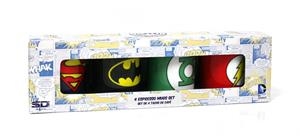 SET 4 MINI TASSES CAFE CERAMICA LOGOS DC COMICS  | 8436541029989 | SD TOYS | Llibreria La Gralla | Librería online de Granollers
