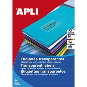 ETIQUETES A4 IMPRESSORA TRANSPARENTS 48.5X25.4MM | 8410782129622 | APL12962 | Llibreria La Gralla | Llibreria online de Granollers