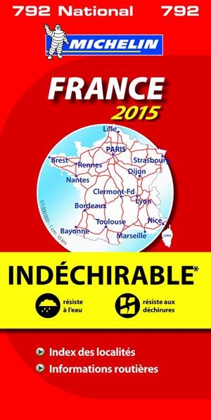 FRANCE MAPA NATIONAL INDÉCHIRABLE MICHELIN 792 (2015) | 9782067199781 | VARIOS AUTORES | Llibreria La Gralla | Llibreria online de Granollers