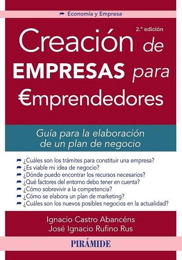 CREACIÓN DE EMPRESAS PARA EMPRENDEDORES | 9788436834109 | CASTRO ABANCÉNS, IGNACIO/RUFINO RUS, JOSÉ IGNACIO | Llibreria La Gralla | Librería online de Granollers