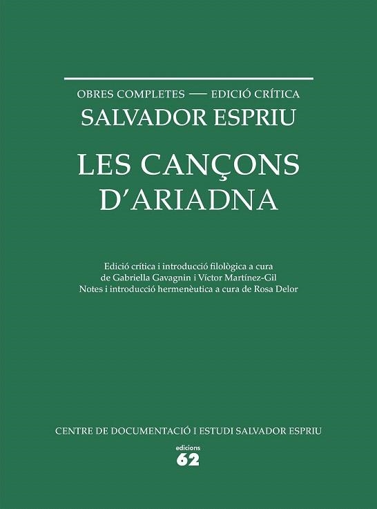 CANÇONS D'ARIADNA, LES | 9788429773330 | ESPRIU, SALVADOR | Llibreria La Gralla | Llibreria online de Granollers