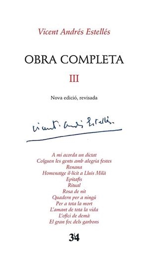OBRA COMPLETA III VICENT ANDRES ESTELLES | 9788416789016 | ESTELLES, VICENT ANDRES | Llibreria La Gralla | Librería online de Granollers