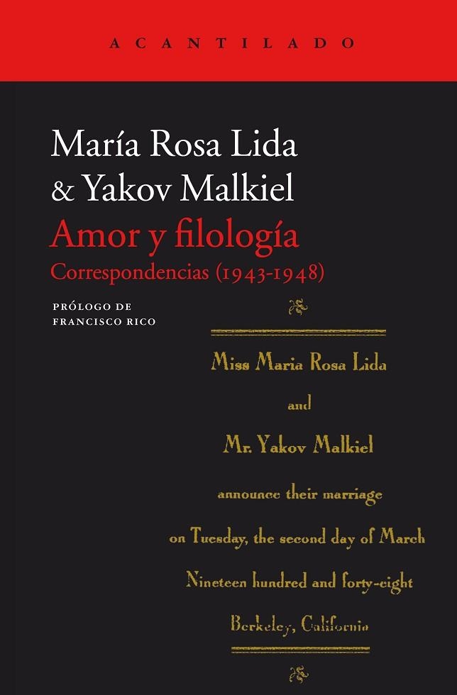 AMOR Y FILOLOGIA | 9788416748150 | LIDA, MARIA ROSA / MALKIEL, YAKOV | Llibreria La Gralla | Llibreria online de Granollers